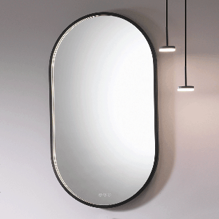 Oregon Mirror with Black Frame & Integrated LED Light - 600 x
1050mm
